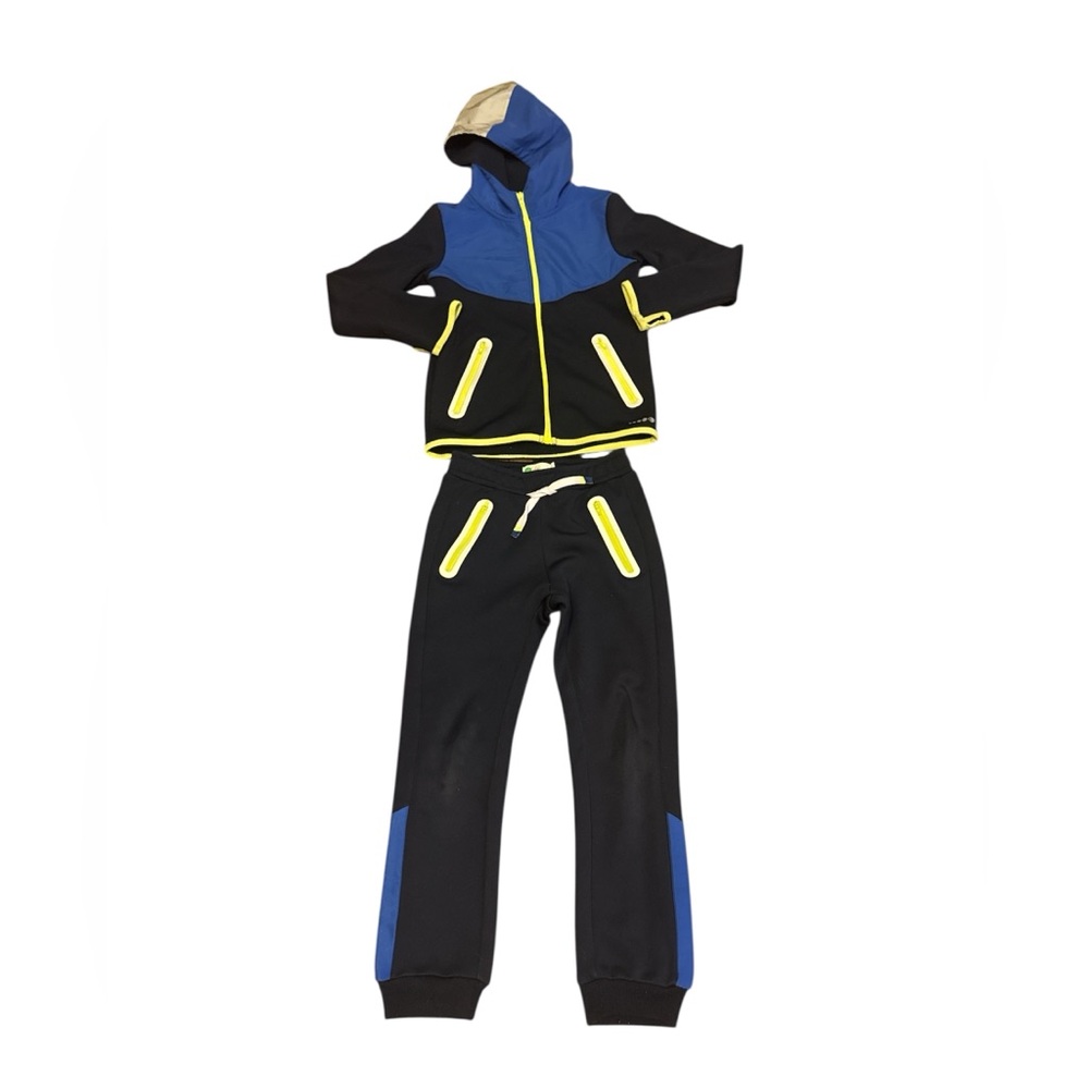 Boden Jogger Set in Blue and Black with Yellow Accents